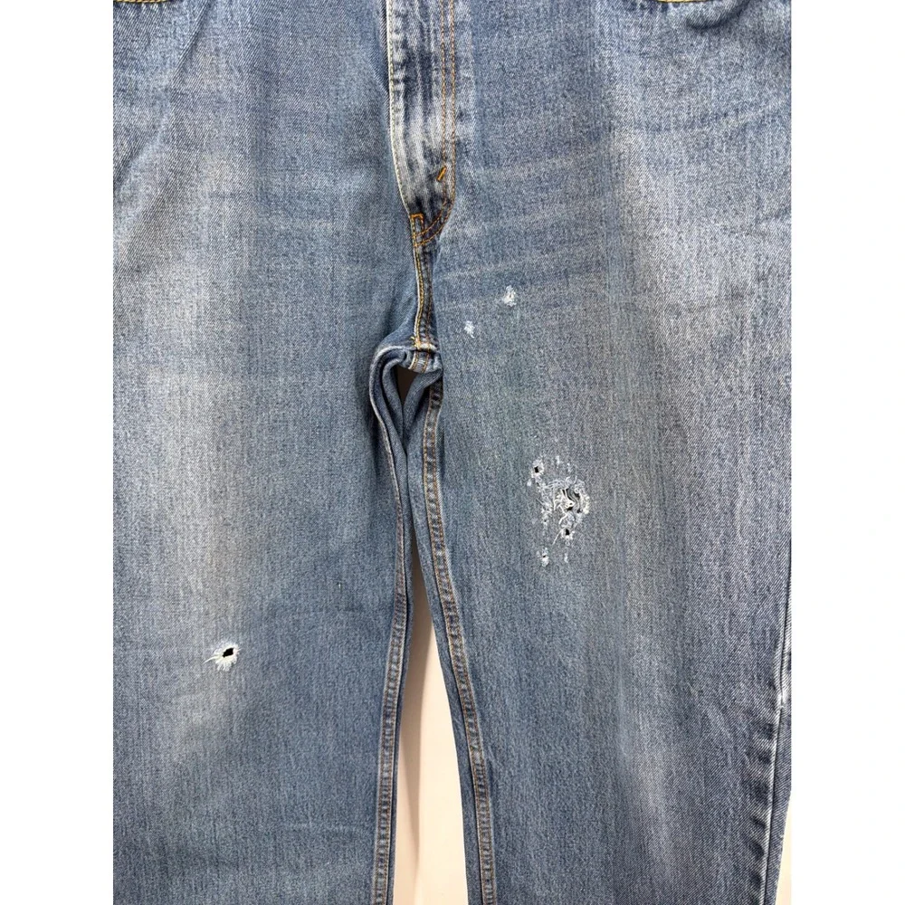 Levis 550 Relaxed Fit Medium Wash Distressed Denim Jeans Mens 36x33‎